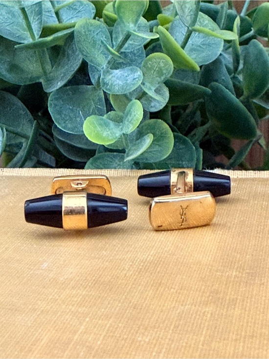 Yves Saint Laurent Other - Vintage Yves Saint Laurent YSL Gold Tone Black Cone Bar Cufflinks, Retro Luxury